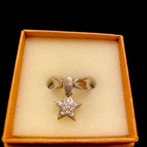 Sterling silver with hanging cluster CZ star ring